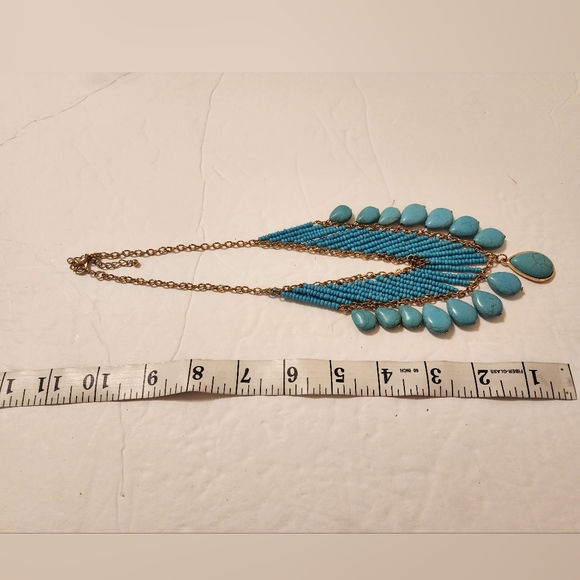 Treska Turquoise Beaded Statement Necklace and Matching Earrings - Picture 2 of 4